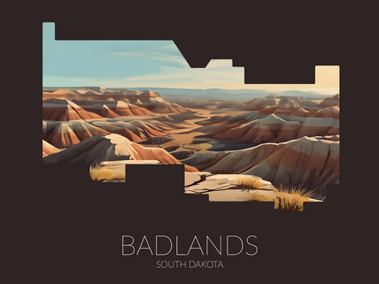 Badlands National Park silhouette artwork illustration