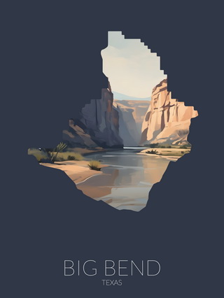 Big Bend National Park silhouette artwork illustration