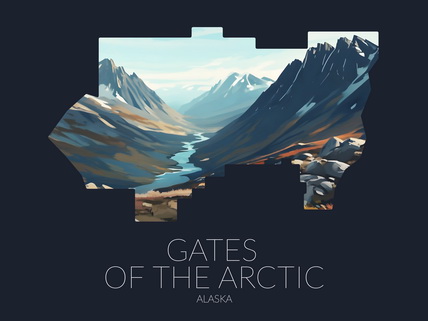 Gates of the Arctic National Park silhouette artwork illustration