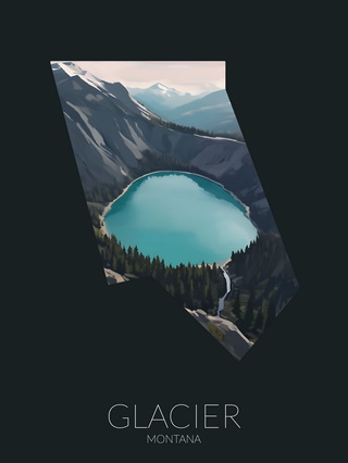 Glacier National Park silhouette artwork illustration