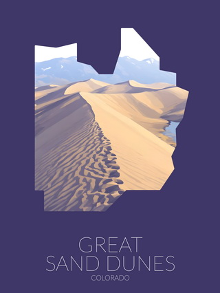 Great Sand Dunes National Park silhouette artwork illustration