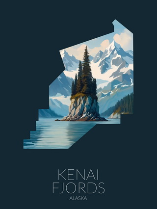 Kenai Fjords National Park silhouette artwork illustration