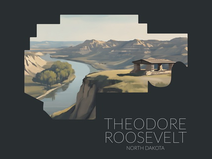 Theodore Roosevelt National Park silhouette artwork illustration