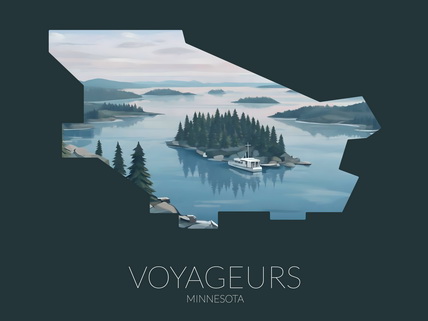 Voyageurs National Park silhouette artwork illustration
