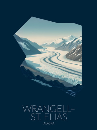 Wrangell–St. Elias National Park silhouette artwork illustration