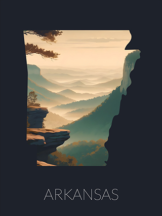 Arkansas state silhouette artwork illustration