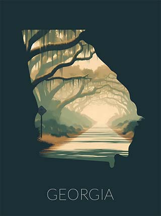 Georgia state silhouette artwork illustration