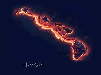 Hawaii state silhouette artwork illustration