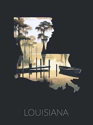Louisiana state silhouette artwork illustration