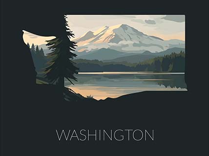 Washington state silhouette artwork illustration