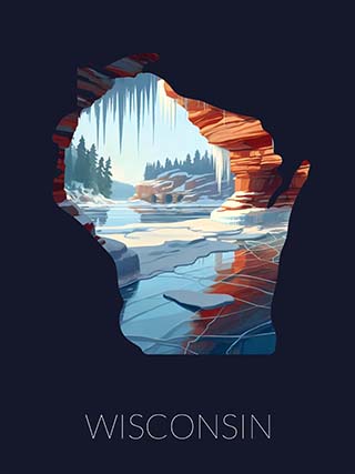 Wisconsin state silhouette artwork illustration